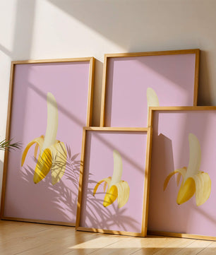 Open banana with purple background for vibrant decoration