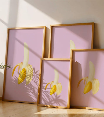 Open banana with purple background for vibrant decoration
