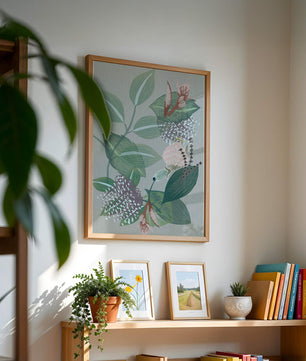 Floral botanical pattern with green leaves and delicate flowers