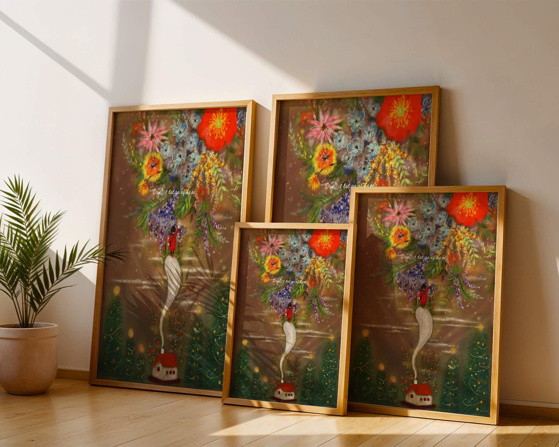 Charming illustration of floral fantasy scene