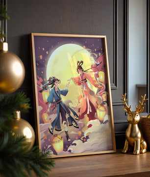 Scène de fantaisie élégante au clair de lune avec tenue traditionnelle
