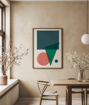 Abstract Geometric Composition with Overlapping Shapes on Textured Background - Mi tienda