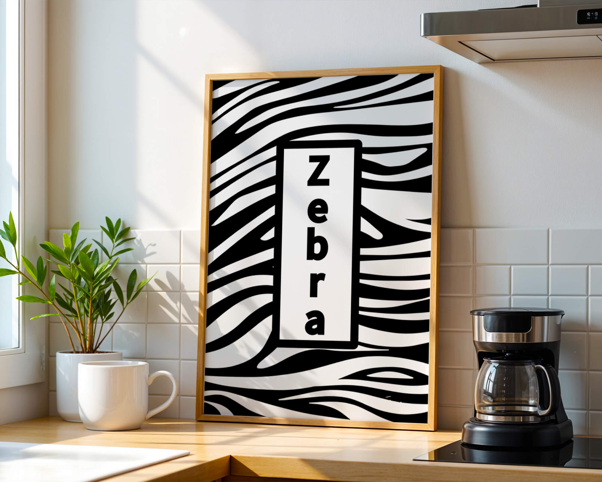 Elegant zebra print design with bold text accent