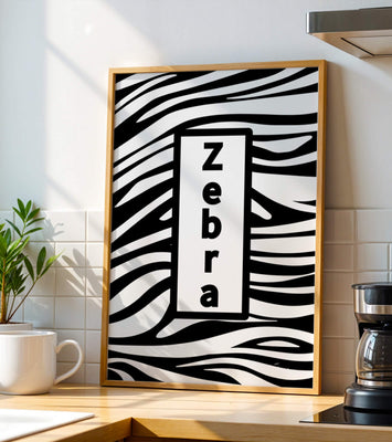 Elegant zebra print design with bold text accent