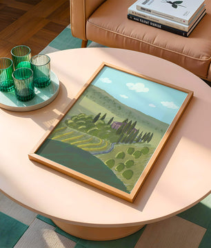 Paysage charmant de campagne toscane avec collines ondulées et cyprès