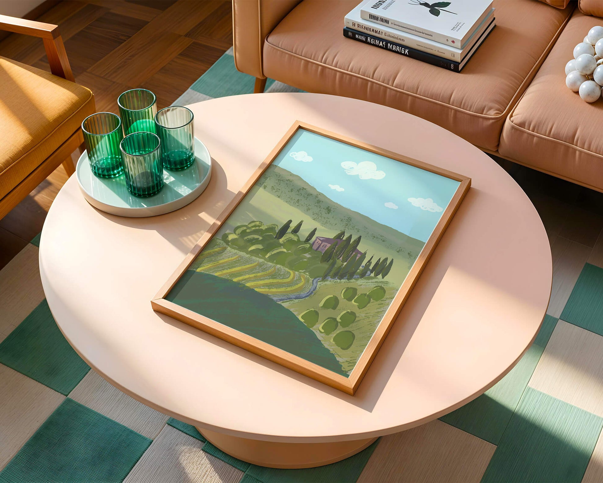 Charming Tuscan Countryside Landscape with Rolling Hills and Cypress Trees