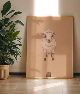 Illustration of an adorable sheep on a textured background