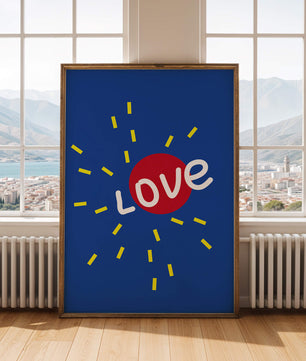 Diseño abstracto con temática de amor colorido con elementos audaces
