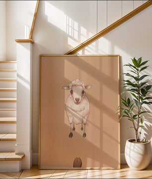 Illustration of an adorable sheep on a textured background