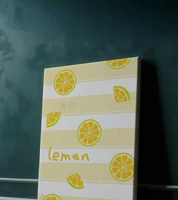 Yellow lemon slices pattern with bold stripes