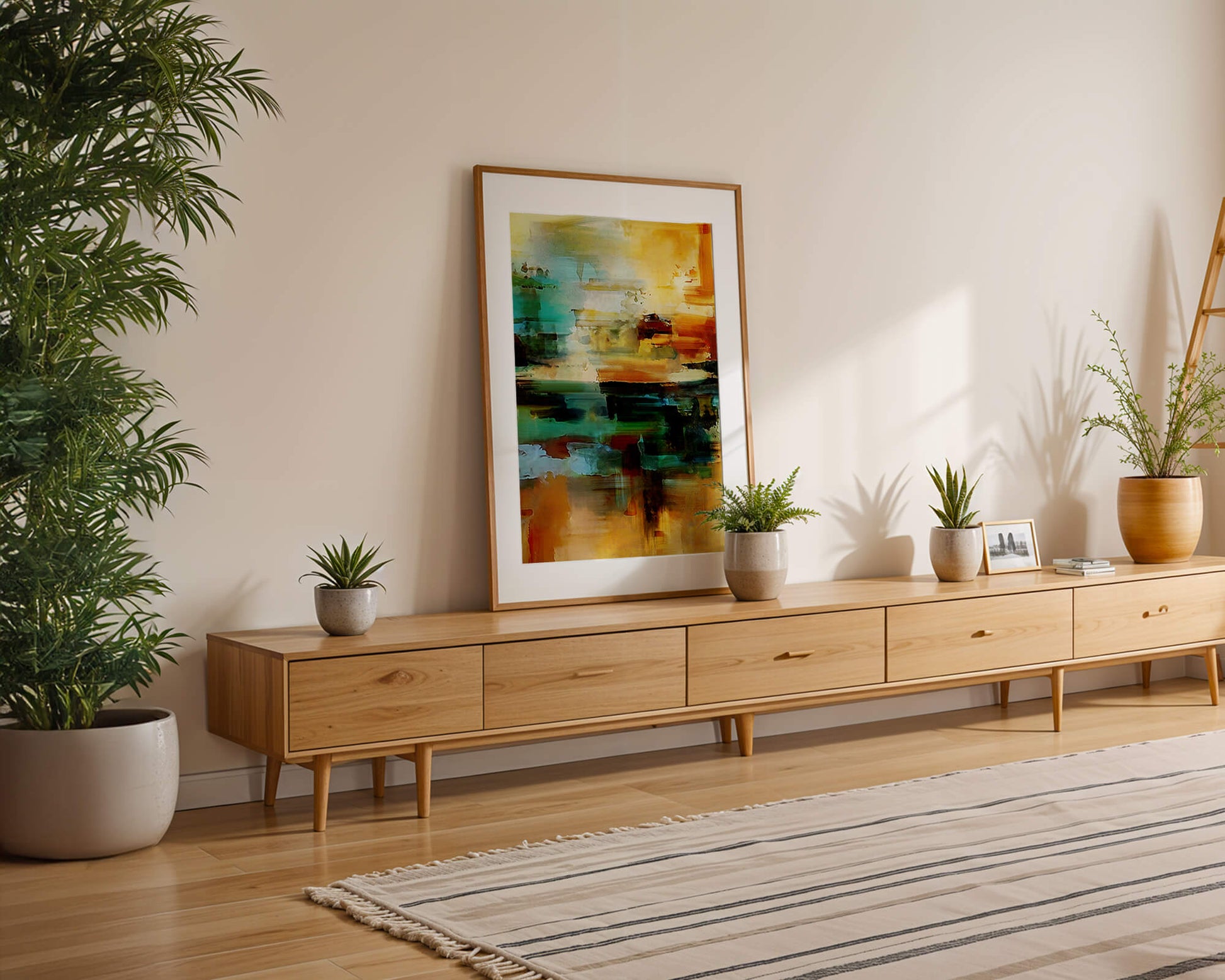 Abstract Landscape with Vivid Colors and Dynamic Brushstrokes