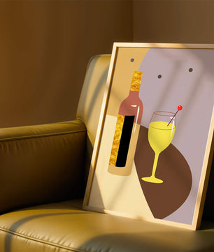 Minimalist Still Life with Wine Bottle and Glass in Soft Tones - Mi tienda