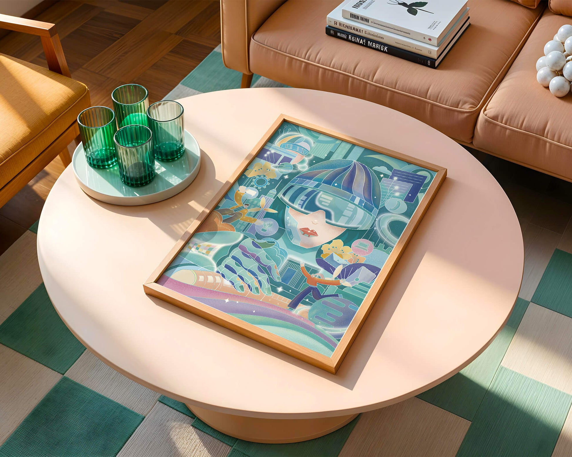 Futuristic digital art with virtual reality and technology themes