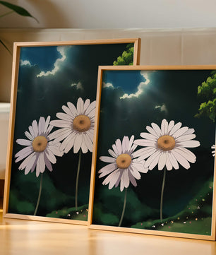 Sunlit Daisies in a Serene Landscape