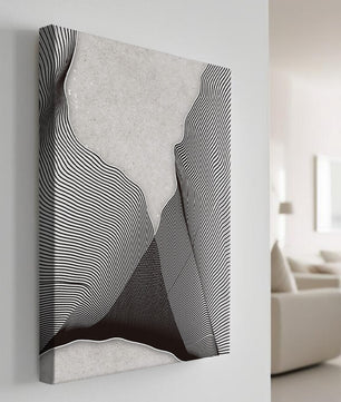 Motif ondulé abstrait noir et blanc sur fond texturé