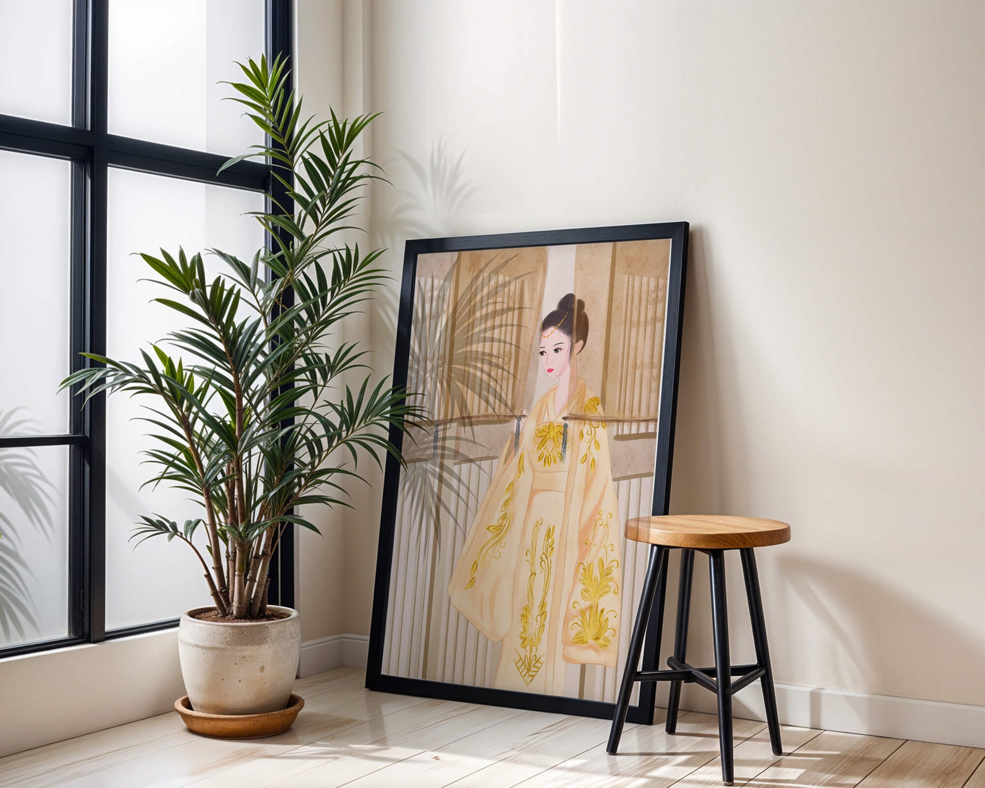 Traditional Chinese attire with gold embroidery and elegant design