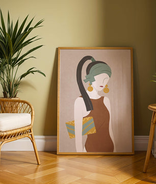 Femme élégante avec accessoires à la mode dans un style art moderne