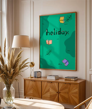 Diseño temático de vacaciones colorido con libros y hojas