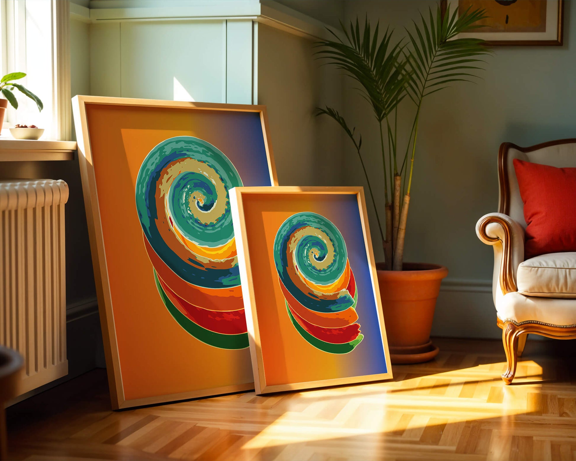 Bunte Spirale abstrakte Kunst mit lebendigem Farbverlauf Hintergrund