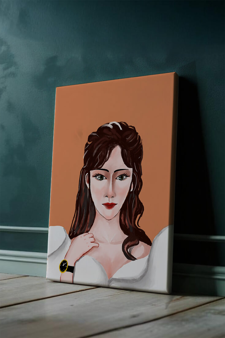 Portrait of a woman with elegant hairstyle and golden watch