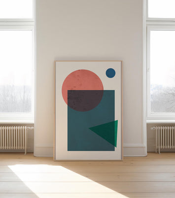 Geometric Abstract Art with Overlapping Shapes in Soft Colors
