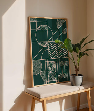Geometric Abstract Art with Circle and Line Patterns