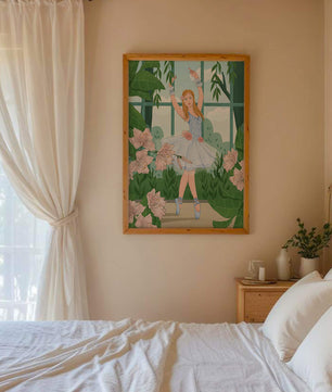 Elegant ballet dancer in a floral and botanical setting