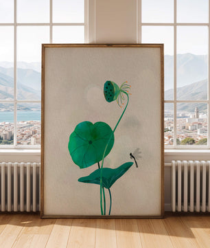 Lotus Flower and Dragonfly with Watercolor Effect - Mi tienda