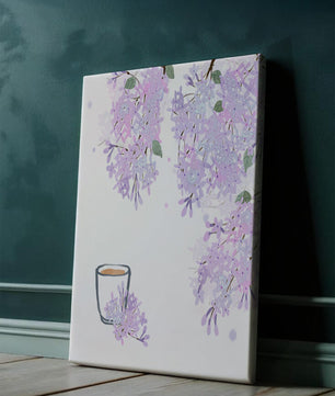 Elegant floral illustration with lilac blossoms and delicate branches