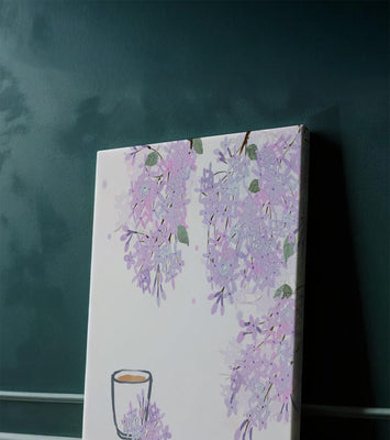 Elegant floral illustration with lilac blossoms and delicate branches