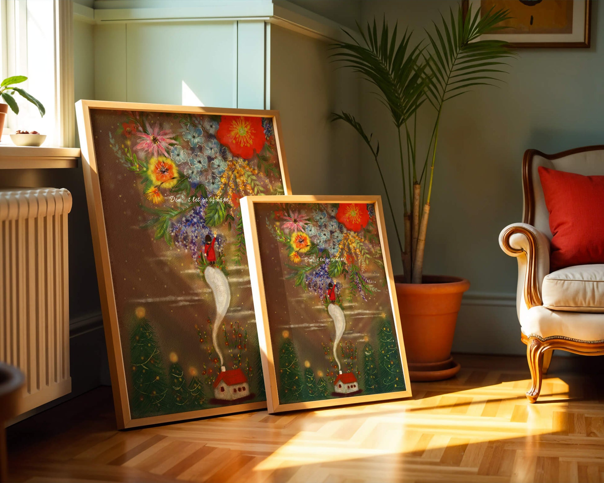 Charming illustration of floral fantasy scene