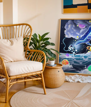 Astronaut Exploring a Surreal Cosmic Ocean with a Glowing Whale