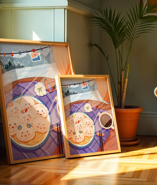 Charming Dumpling Faces on a Cozy Winter Table with Mountain View - Mi tienda