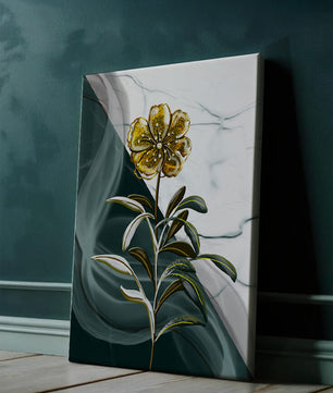 Elegant floral design with gold accents on abstract background