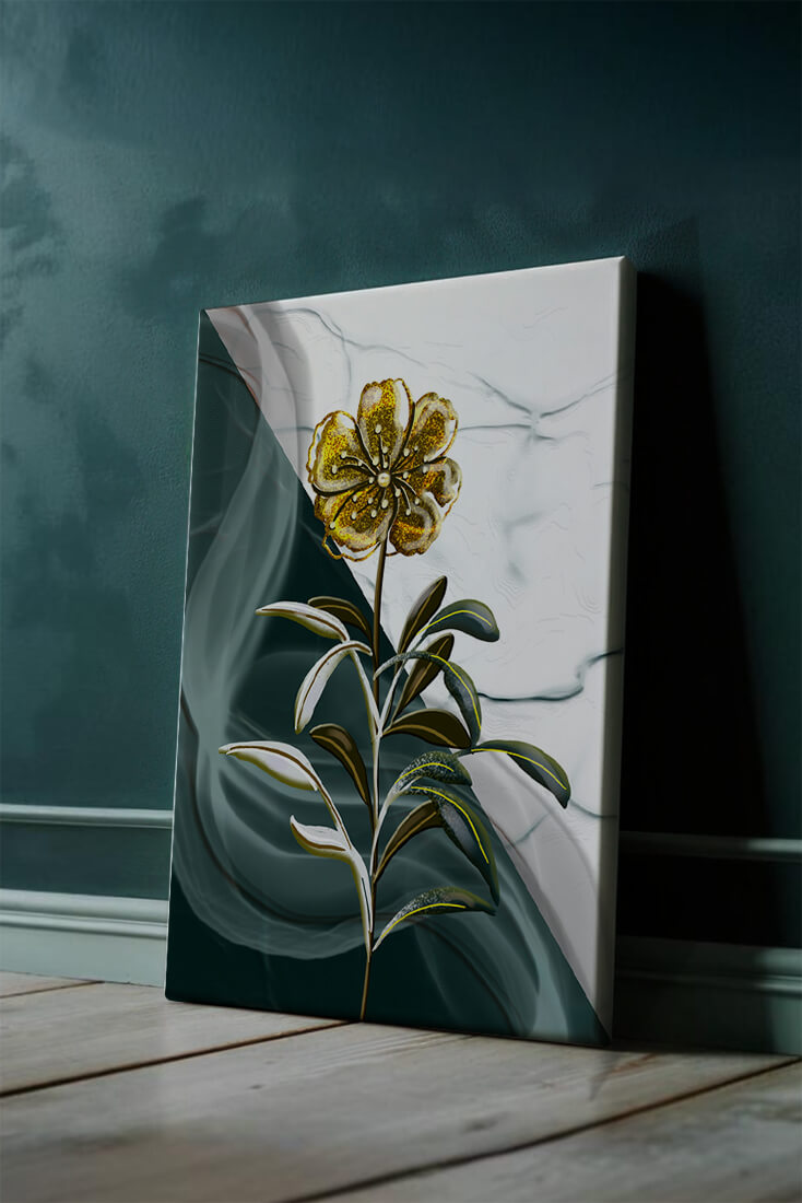 Elegant floral design with gold accents on abstract background