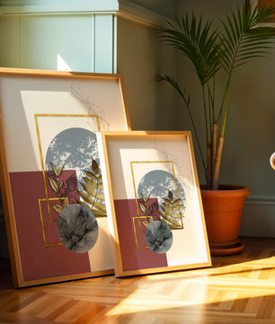 Abstract Composition with Gold Accents and Geometric Shapes - Mi tienda