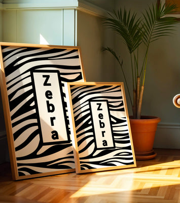 Elegant zebra print design with bold text accent