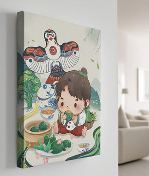 Charmante illustration d’un enfant savourant un plat traditionnel