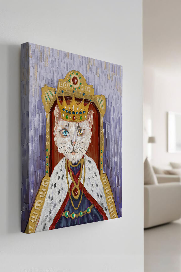 Majestic feline portrait with a golden regal crown