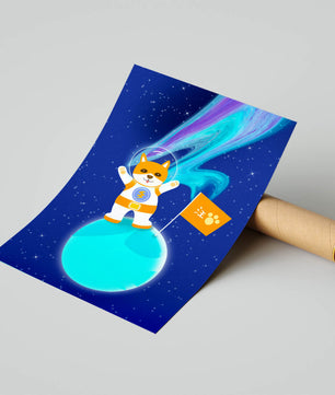 Space Adventure with Shiba Inu Astronaut on a Colorful Planet with Starry Sky - Mi tienda