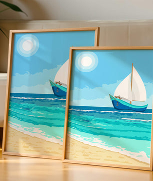 Ruhige Meereslandschaft mit Segelboot unter der Sonne