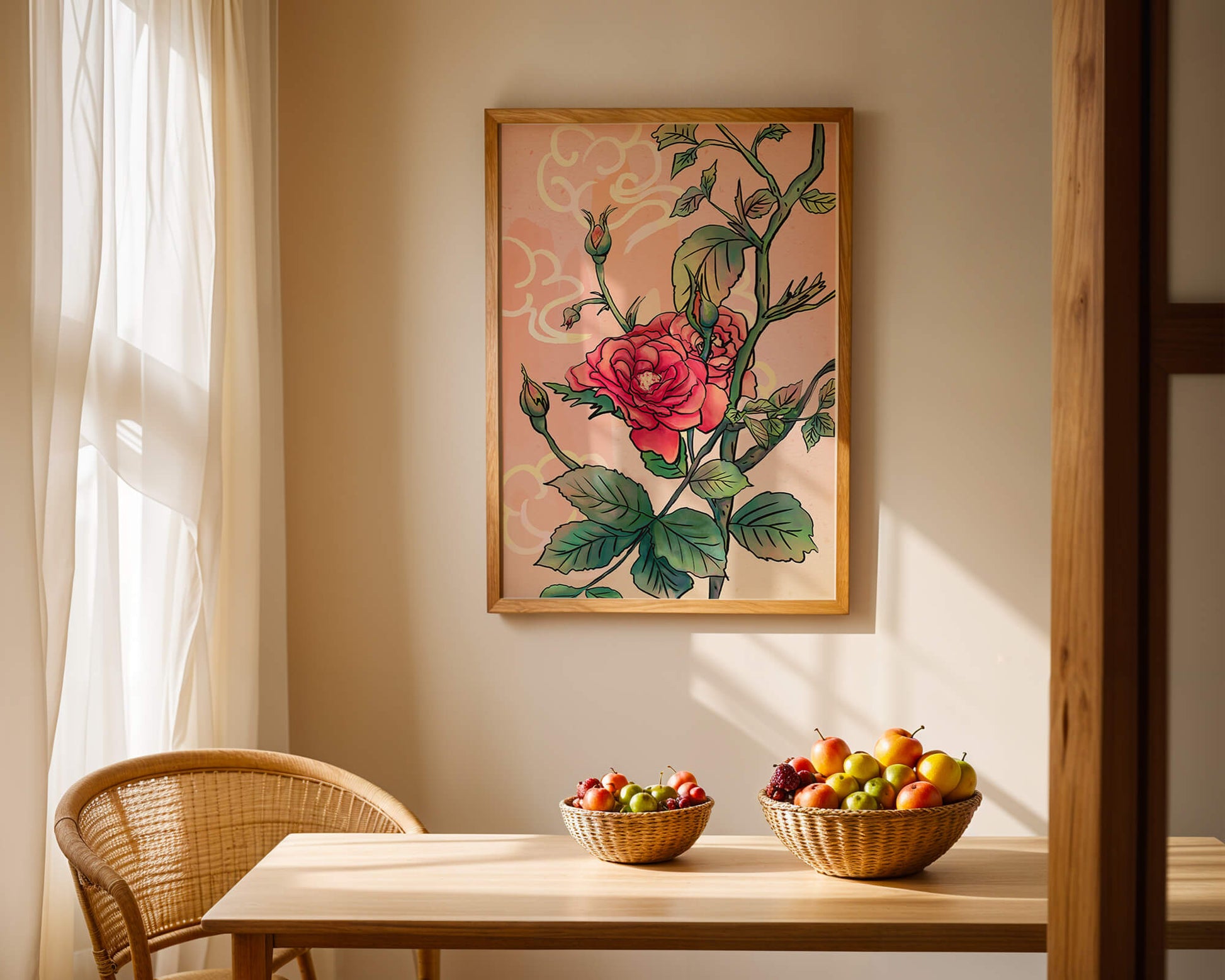 Ilustración Elegante de Rosa con Fondo Pastel Suave