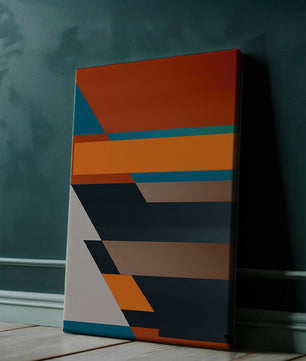 Arte abstracto geométrico con colores llamativos y formas dinámicas