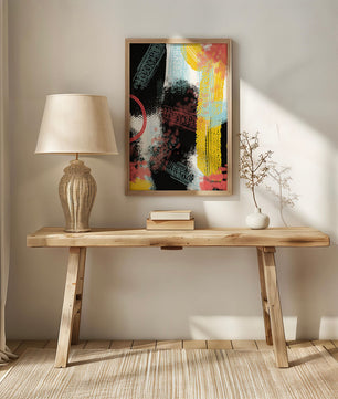 Abstract brush stroke art with vibrant colors on textured background