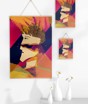 Colorful Abstract Portrait with Geometric and Golden Elements - Mi tienda