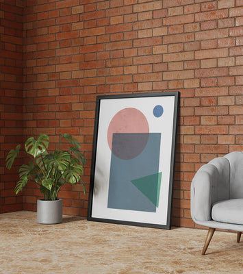 Geometric Abstract Art with Overlapping Shapes in Soft Colors