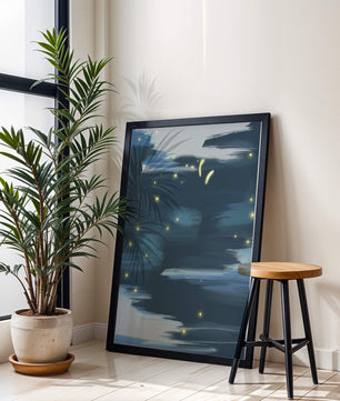 Ciel nocturne abstrait avec lucioles lumineuses