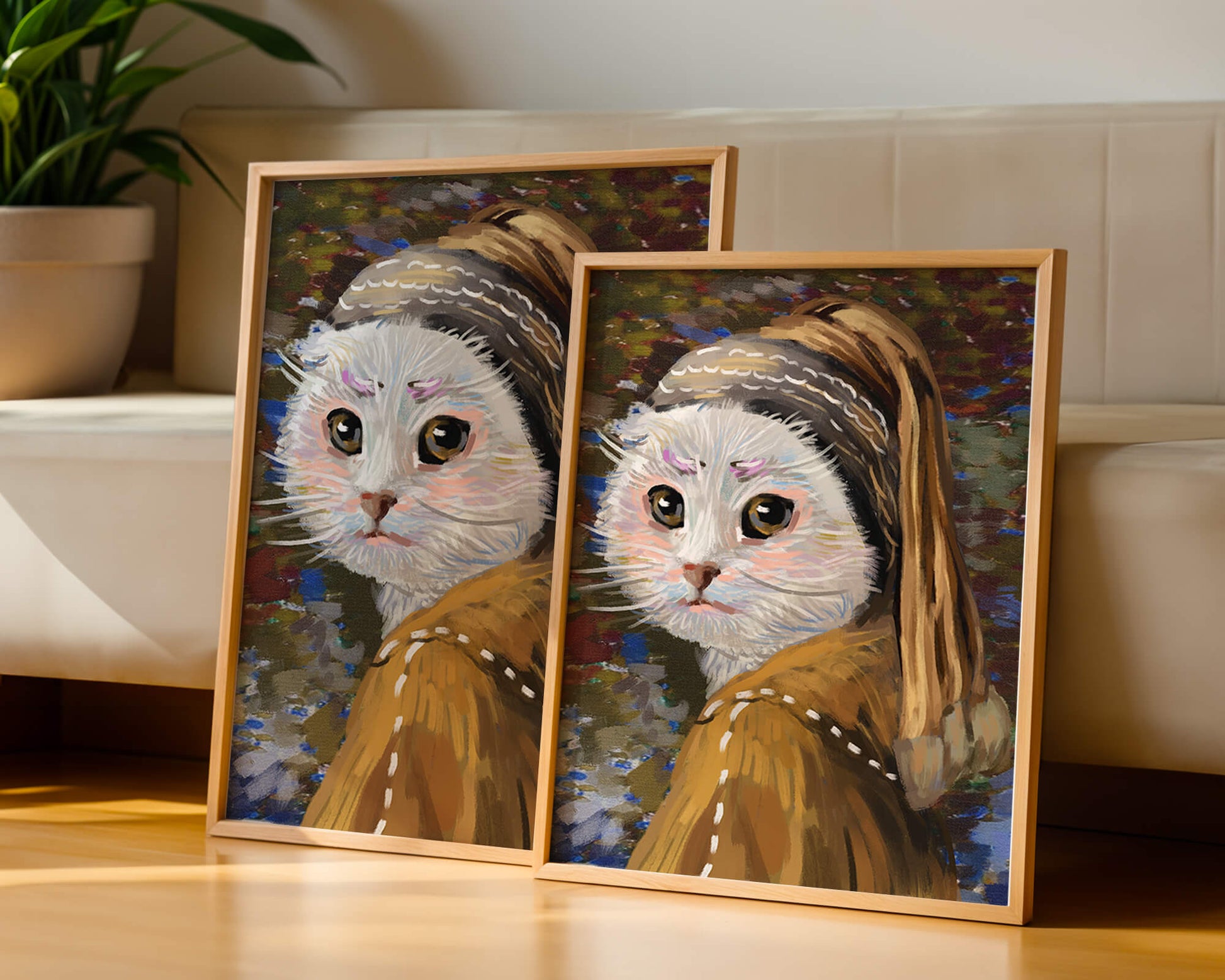 Retrato caprichoso de un gato en estilo clásico con pinceladas detalladas