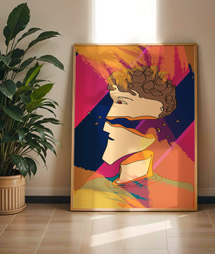 Colorful Abstract Portrait with Geometric and Golden Elements - Mi tienda