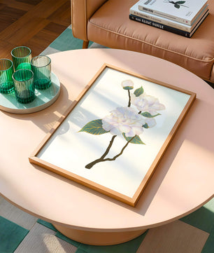 Delicate blooming flowers with lush leaves in elegant design